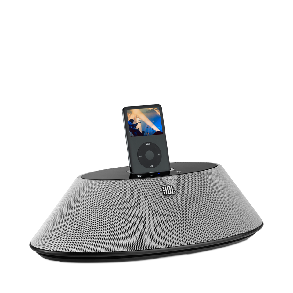 ON STAGE 400P - Black - High Performance Loudspeaker Dock for iPod® and iPhone®, AC powered, compatible with all docking versions of the iPod and iPhone. Built-in downfiring subwoofer - Hero